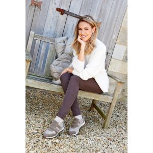 Womens Wide Fit Strap Fastening Trainers - Stonechat