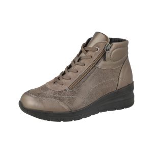 Womens Wide Fit Trainer Style Lace Up Wedge Boots - Antelope