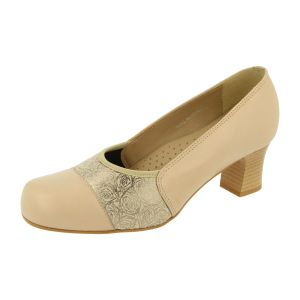 Womens Wide Fit Mid Heel Stretch Panel Court Shoes - Atlantic