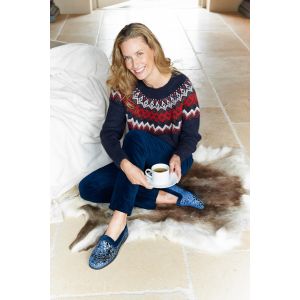 Womens Wide Fit Velour Slippers - Devizes