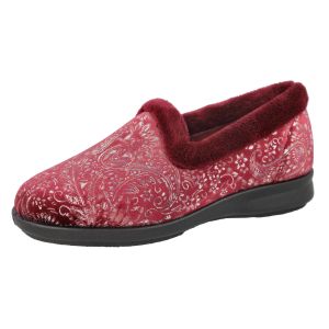 Womens Wide Fit Velour Slippers - Devizes