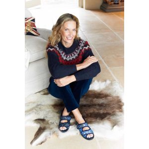 Womens Wide Fit Twin Strap Slippers - Hoe