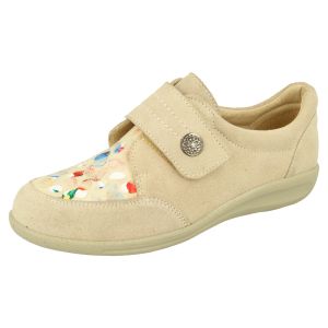 Womens Wide Fit Touch Strap Easy Access Flat Shoes - Royston