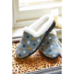 Womens Wide Fit Slip-On Mule Slippers - Tracey