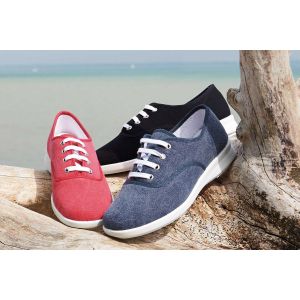 Womens Wide Fit Lace Up Canvas Shoes - Tara