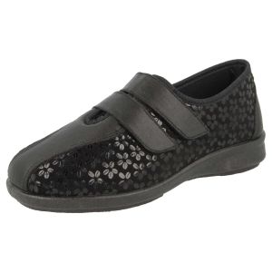 Womens Wide Fit Touch Strap Stretch House Shoes - Azalea