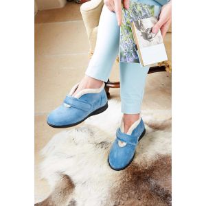 Womens Wide Fit Touch Fastening Boot Slippers  - Vincent