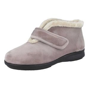 Womens Wide Fit Touch Fastening Boot Slippers - Vincent