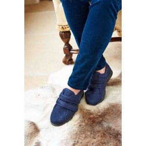 Womens Wide Fit Twin Strap Easy Entry Slippers - Mansfield