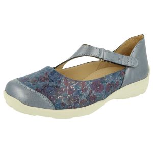 Womens Wide Fit Stretch Fabric Touch Strap Shoes - Gannet
