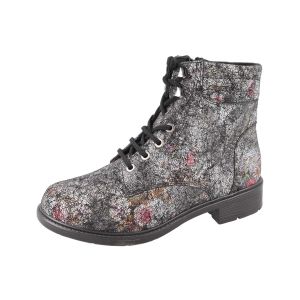 Womens Wide Fit Floral Print Lace Ankle Boots - Kestrel