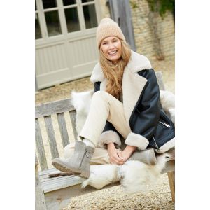 Womens Wide Fit Inside Zip Water-Resistant Boots - Hay