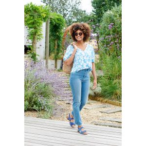 Womens Wide Fit Touch Strap Flat Sandal - Eucalyptus