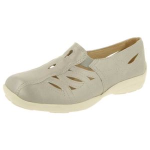 Womens Wide Fit Slip On Punch Design Flat Shoes - Fran