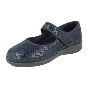 Womens Wide Fit Stretch Fabric Mary Jane House Shoes - Vermont