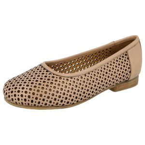 Womens Wide Fit Punched Design Loafers - Emmental