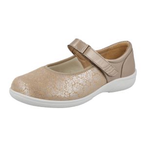 Womens Wide Fit Touch Strap Stretch Panel Flat Shoes - Roberta