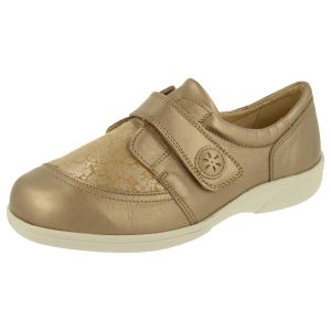 Womens Wide Fit Touch Strap Stretch Panel Flat Shoes - Owl