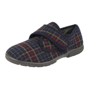 Mens Wide Fit Slippers - Tartan