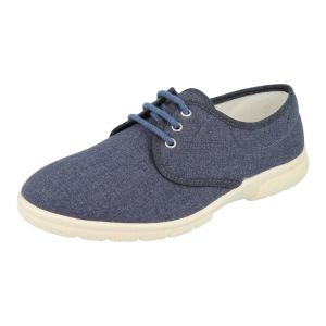 Mens Wide Fit Lace Up Canvas Shoes - Troon