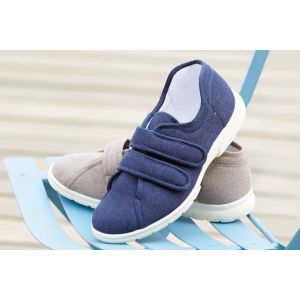 Mens Wide Fit Touch Strap Easy Access Canvas Shoes - Harris