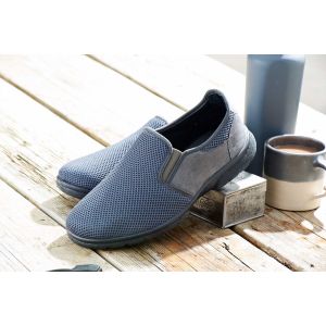 Mens Wide Fit Slip On Stretch Fabric House Shoe - Cairo