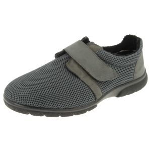 Mens Wide Fit Touch Strap Stretch Fabric House Shoe - Desmond