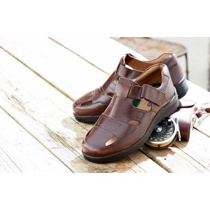 Mens Wide Fit T-Bar Closed Toe Sandals - Barney