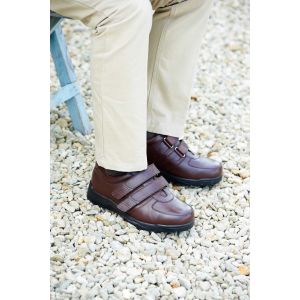 Mens Wide Fit Strap Fastening Trainer Style Shoes - Kevin